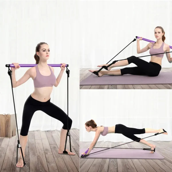 Resistance Band Elastic Home Pilates Bar Stick Fitness Rope